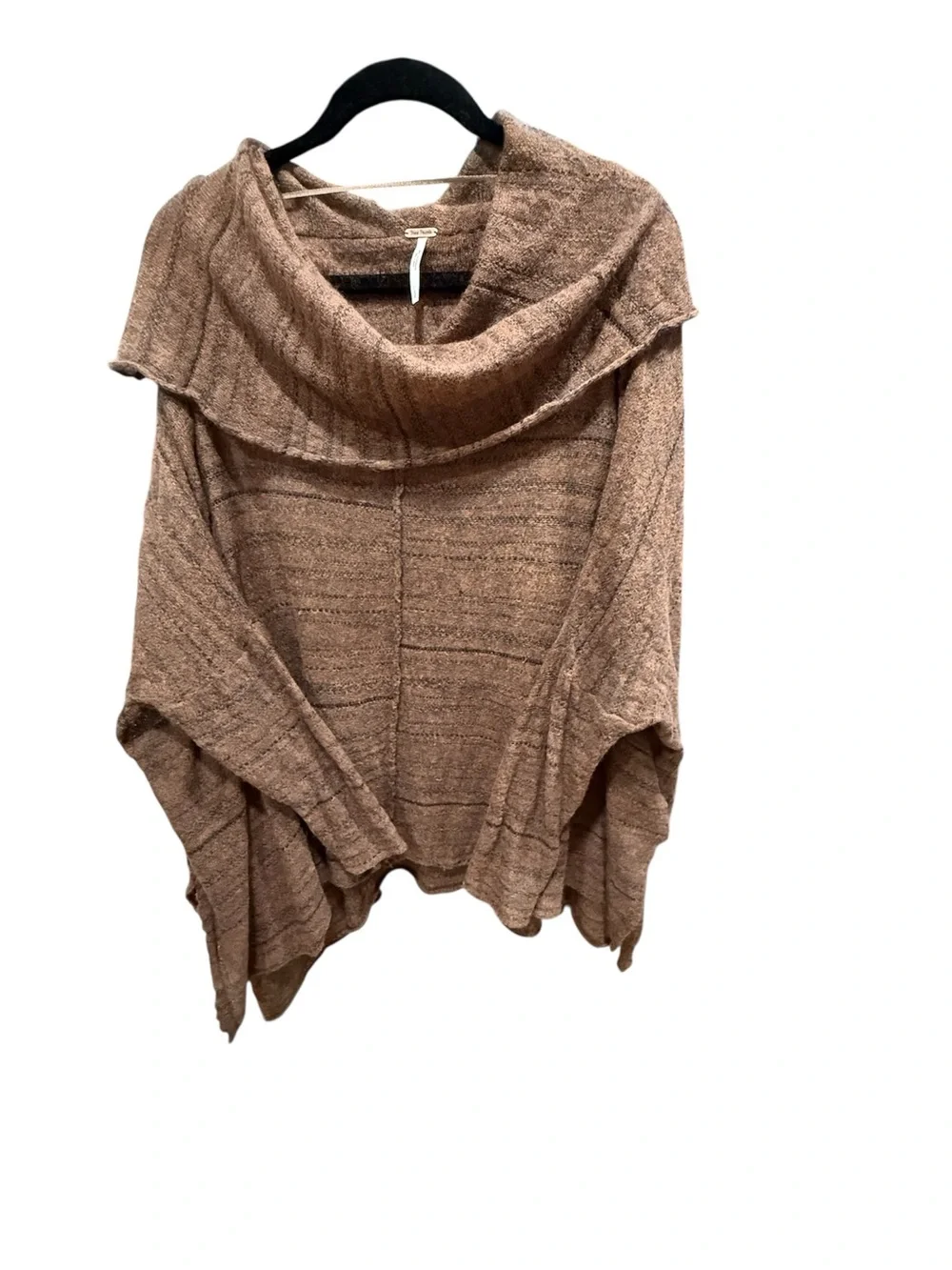 Free People Banana Split Brown/Rust Marled Cowl Neck Poncho Sweater
